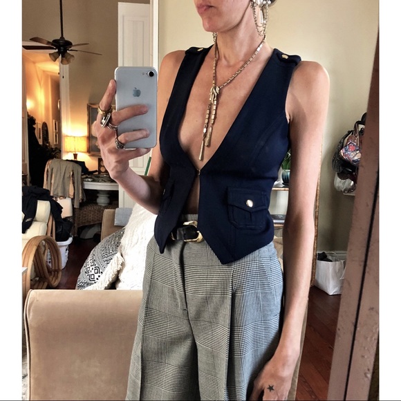 Cache Jackets & Blazers - Cache navy vest with gold hardware